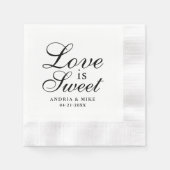 Love is Sweet Elegant Black Wedding Monogram Servet (Voorkant)