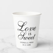 Love is Sweet Elegant Custom Wedding Monogram Papieren Bekers (Achterkant)
