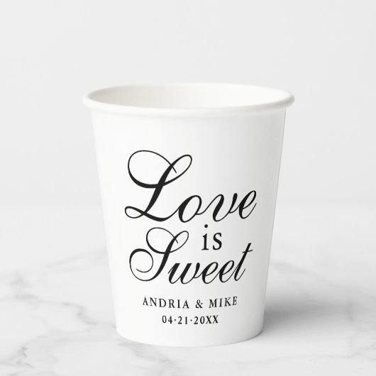 Love is Sweet Elegant Custom Wedding Monogram Papieren Bekers (Achterkant)