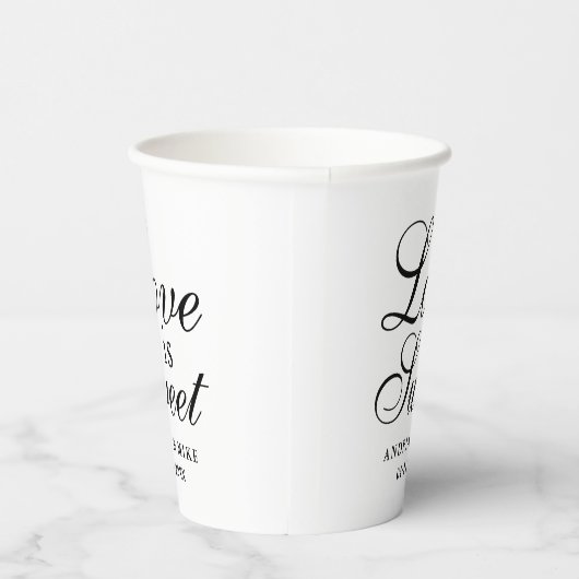 Love is Sweet Elegant Custom Wedding Monogram Papieren Bekers (Rechts)
