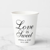 Love is Sweet Elegant Custom Wedding Monogram Papieren Bekers (Voorkant)