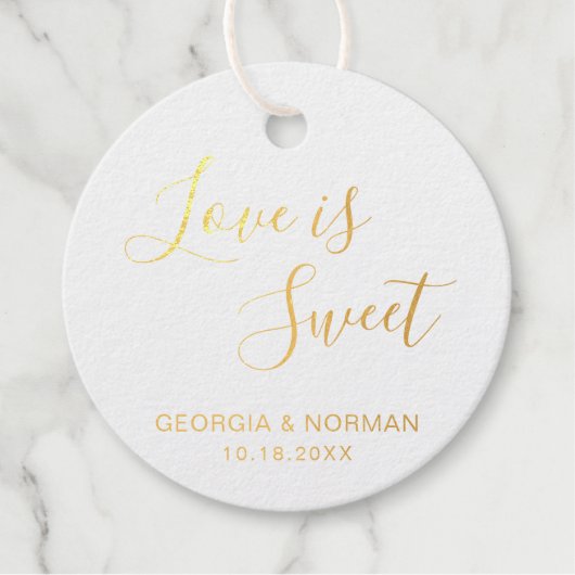 Love is Sweet Elegant Gold Foil Wedding Bedankjes Labels (Voorkant)