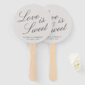 Love is Sweet Elegant Grey Wedding Handwaaier (Voorkant en achterkant)