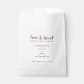 Love is Sweet Elegant Wedding Reception Burgundy Bedankzakje (Voorkant)
