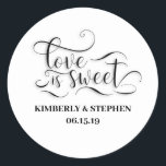 Love is Sweet Elegant Wedding Ronde Sticker<br><div class="desc">Love is Sweet Wedding Stickers</div>