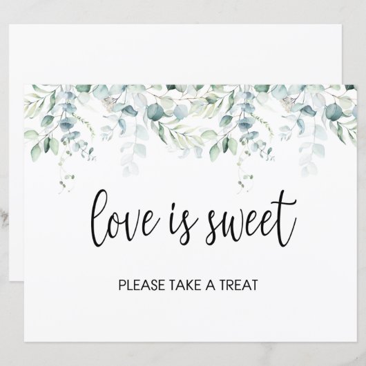 Love is Sweet Favors Sign - Eucalyptus Wedding (Voorkant / Achterkant)