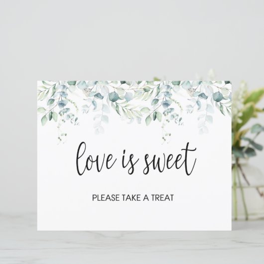 Love is Sweet Favors Sign - Eucalyptus Wedding (Staand voorkant)