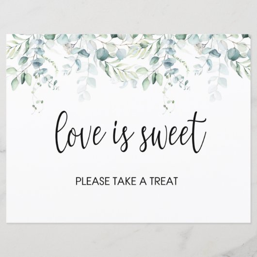 Love is Sweet Favors Sign - Eucalyptus Wedding (Voorkant)