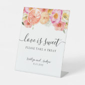 Love is Sweet Gelieve een Treat Sign te nemen Reclamebord Met Voetstuk (Voorkant)
