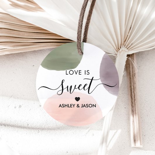 Love is Sweet Gift Label, Roos, Sage and Grape Bedankjes Labels