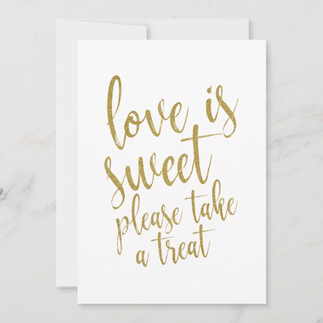 Love is Sweet Gold Glitter Affordable Wedding Sign (Voorkant)