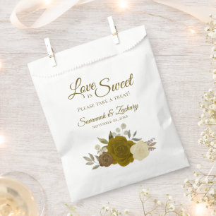 Love is Sweet Gold Ochre & Yellow Floral Wedding Bedankzakje