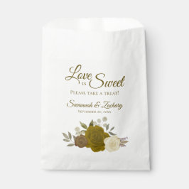 Love is Sweet Gold Ochre & Yellow Floral Wedding Bedankzakje