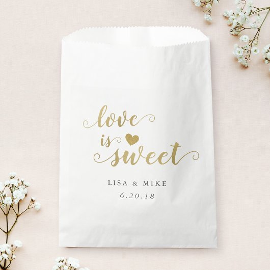 Love is Sweet Gold Script Wedding Vrijgezellenfees Bedankzakje