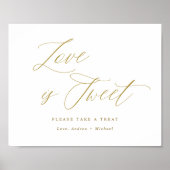 Love is Sweet Gold Wedding Sign Elegant Script Poster (Voorkant)