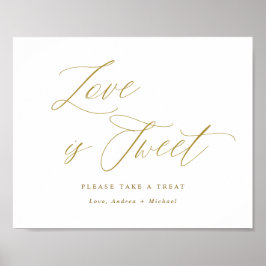 Love is Sweet Gold Wedding Sign Elegant Script Poster