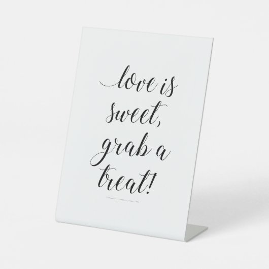 Love Is Sweet Grab a Treat Snoep Buffet Bar Reclamebord Met Voetstuk (Voorkant)