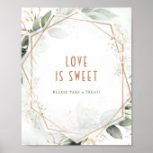 Love is Sweet Guests Green & Gold Rustic Sign Poster (Voorkant)