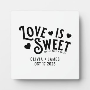 Love is Sweet Heart Bold Typography Wedding Pedest Fotoplaat