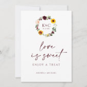 Love is Sweet Herfst Vrijgezellenfeest Sign Sunflo Kaart (Voorkant)