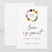 Love is Sweet Herfst Vrijgezellenfeest Sign Sunflo Kaart (Voorkant / Achterkant)