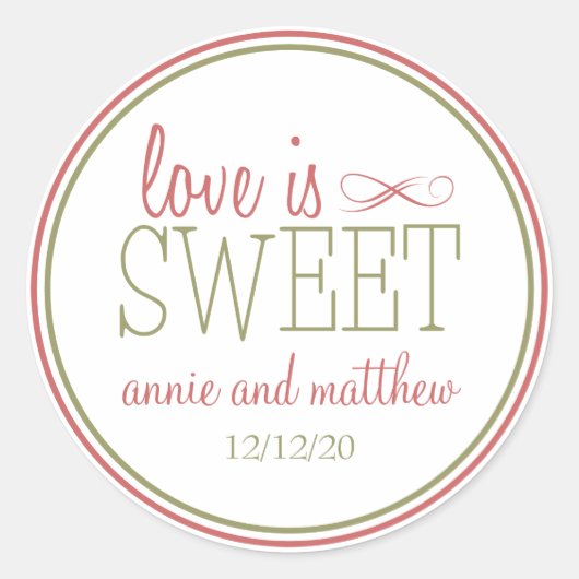 Love is Sweet Labels (Bleek rood / olijfgroen) (Voorkant)