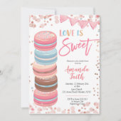 Love is Sweet Macaroon Bridal Shower Invitation Kaart (Voorkant)