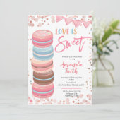 Love is Sweet Macaroon Bridal Shower Invitation Kaart (Staand voorkant)