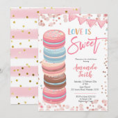 Love is Sweet Macaroon Bridal Shower Invitation Kaart (Voorkant / Achterkant)