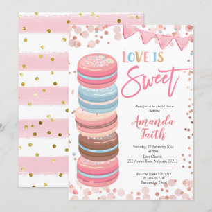 Love is Sweet Macaroon Bridal Shower Invitation Kaart