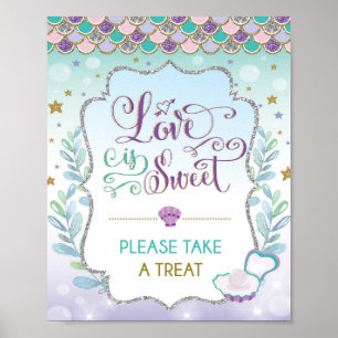 Love is Sweet Mermaid Vrijgezellenfeest Favors Sig Poster