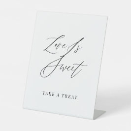 Love Is Sweet – Minimalistisch trouwpodiumbord Reclamebord Met Voetstuk