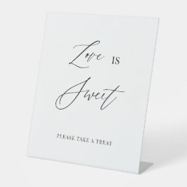 Love Is Sweet – Minimalistisch Trouwpodiumbord Reclamebord Met Voetstuk