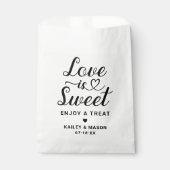 Love is Sweet Modern Black Heart Script Wedding Bedankzakje (Voorkant)