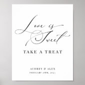 Love is Sweet Modern Black Wedding Favors Poster (Voorkant)