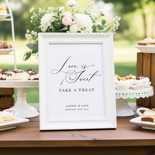 Love is Sweet Modern Black Wedding Favors Poster