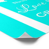 Love is Sweet Modern Blue & White Bow Table Sign Poster (Hoek)