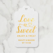 Love is Sweet Modern Heart Script Wedding Gold Cadeaulabels (Voorkant)