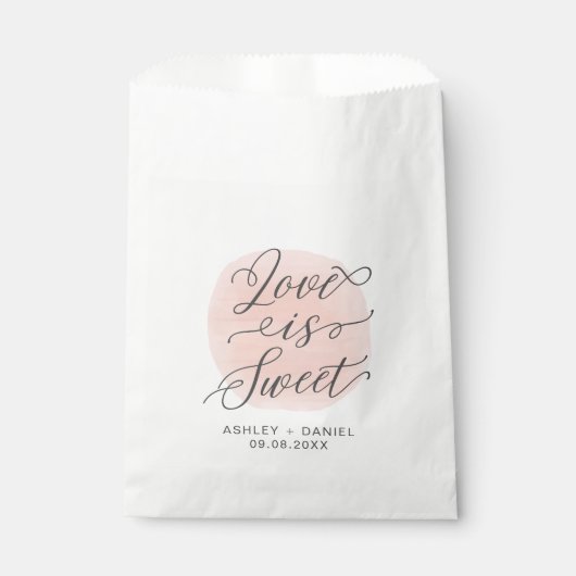 Love is Sweet Modern Wedding Treat Sacks, Bedankzakje (Voorkant)