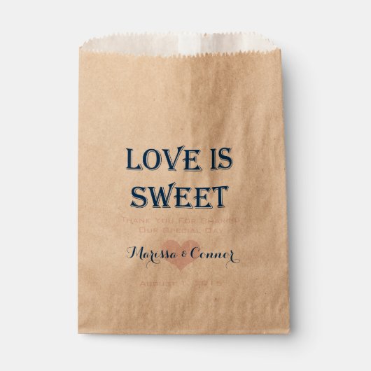 Love is Sweet Navy and Pink Wedding Bags Bedankzakje (Voorkant)