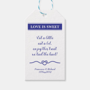Love is Sweet Navy Blue Rope Heart Wedding Cadeaulabel