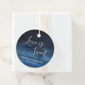 Love is Sweet Navy Blue Waterverf Wedding Bedankjes Labels (In situ)
