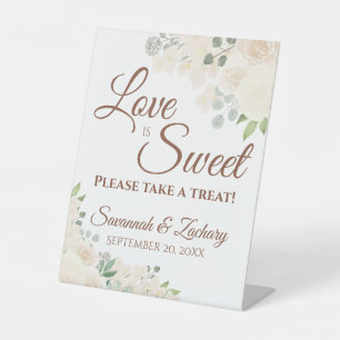Love is Sweet Neem een traktatie Bleke perzik Boho Reclamebord Met Voetstuk