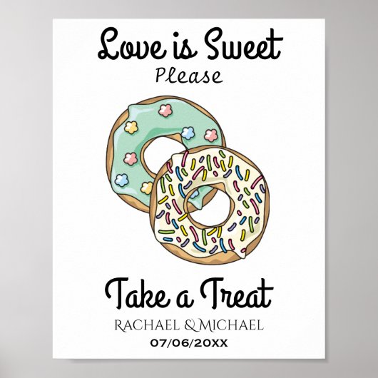 Love is Sweet Neem een Treat Donut Bar Poster (Voorkant)