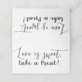 Love is Sweet Neem een Treat Script Table Food Ten Plaatskaartje (Buitenkant ongevouwen)
