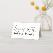 Love is Sweet Neem een Treat Script Table Food Ten Plaatskaartje (Achterkant)