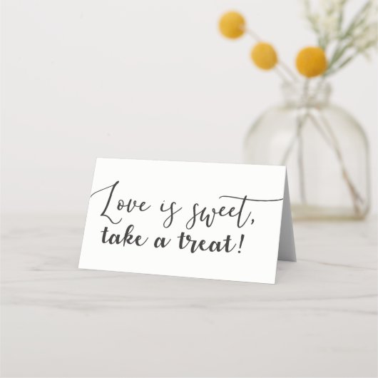 Love is Sweet Neem een Treat Script Table Food Ten Plaatskaartje (Achterkant)