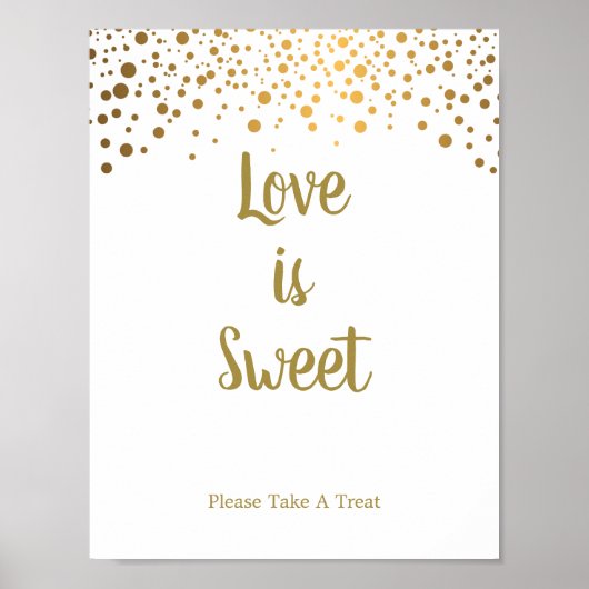 Love is Sweet Occasion Sign in Gold Confetti Stipp Poster (Voorkant)