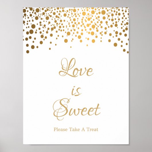 Love is Sweet Occasion Sign in Gold Stippen Poster (Voorkant)