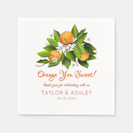 Love is Sweet Oranje Citrus Fruit | Weddenschap Servet (Voorkant)